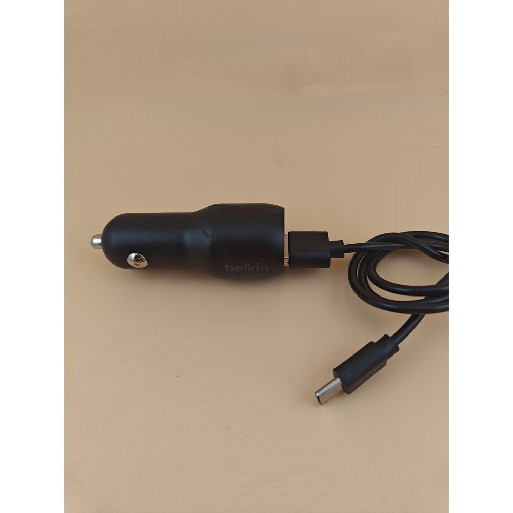 Belkin Dual USB Car Charger 24W USB A Adapter with USB C Cable Black